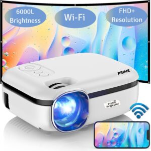 Prime Projector Star White Latest Mini PS7 LED Projector with 4700 Lumens| Wi-Fi, Miracast| 1920x1080P Full HD+ Projector|