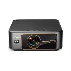 Prime Gold Luxe Vision 2 Pro AI 4K Ultra HD QLED Projector | 20000 Lumens Brightness | Auto Focus, 6D Keystone | 3GB RAM 32GB ROM | WiFi 6, Bluetooth 5.3, HDMI ARC | Home Theater & Office